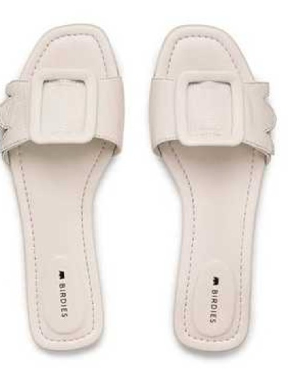Birdies Cream “The Kiwi” Buckle Slide Sandals
